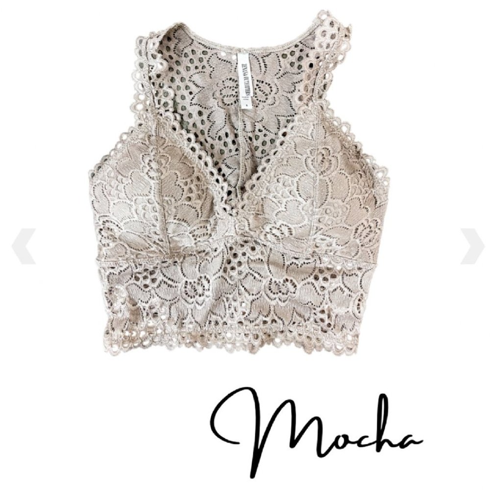 Stretch Lace Bralette. Stretch Lace Bralette with removable pads